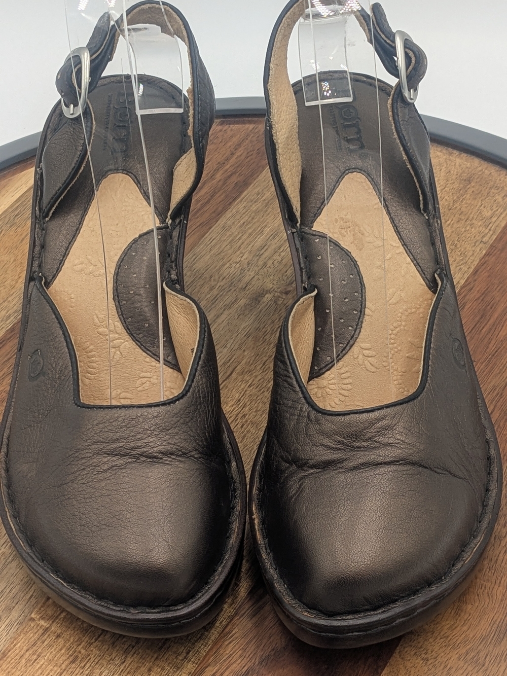 Born Brown Leather Mary Jane Slingback Heels Size 8 / 39
